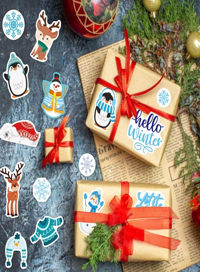 DUJAA 576 Pcs Winter Stickers for Kids, Winter Holiday Stickers with Snowflake Penguin Snowman Polar Bear, Hello Winter Themed Stickers Envelopes Christmas Party Classroom Decor - Image 5